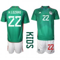 Fotbalové Dres Mexiko Hirving Lozano #22 Dětské Domácí MS 2022 Krátký Rukáv (+ trenýrky)